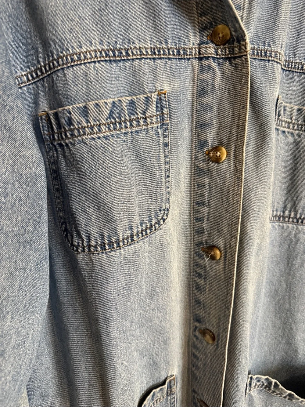 Vintage 1990s Cabin Creek Blue Denim Chore Jacket with Patch Pockets Sz Large - Picture 3 of 7